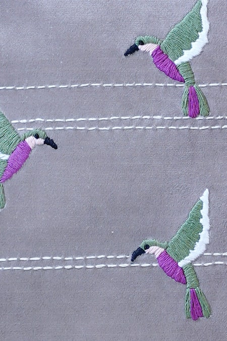 Buy_Mid July Home_Multi Color Premium Velvet Embroidery Spring Blooms Cushion Cover 2 Pcs Set_Online_at_Aza_Fashions