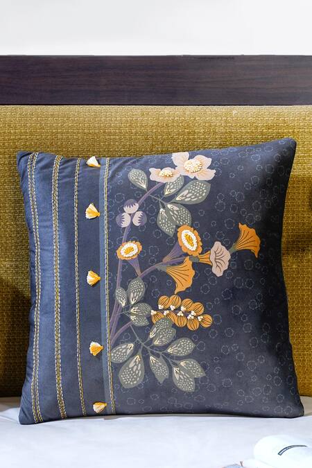 Mid July Home_Green Premium Velvet Enchanted Wilderness Floral Cushion Cover 2 Pcs Set_Online_at_Aza_Fashions