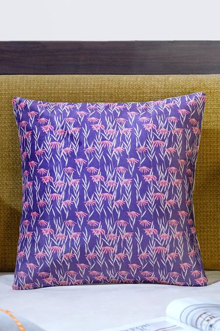 Buy Mid July Home Purple Premium Velvet Embroidery, Moonlit Garden Cushion Cover 4 Pcs Set Online at Aza Fashions Buy_Mid July Home_Purple Premium Velvet Embroidery, Moonlit Garden Cushion Cover 4 Pcs Set_Online_at_Aza_Fashions