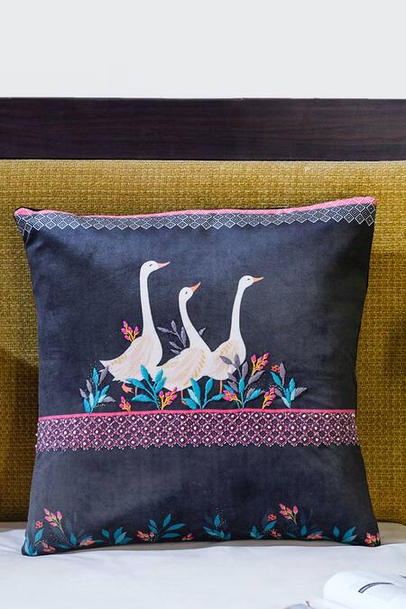 Shop Mid July Home Multi Color Premium Velvet Embroidery, Pure Joy Animal Cushion Cover 3 Pcs Set at Aza Fashions Shop_Mid July Home_Multi Color Premium Velvet Embroidery, Pure Joy Animal Cushion Cover 3 Pcs Set_at_Aza_Fashions