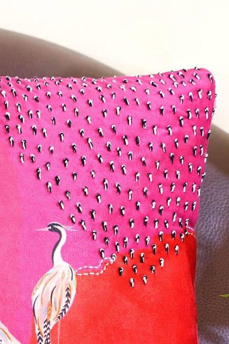 Shop Mid July Home Multi Color Premium Velvet Embroidery, Pure Joy Animal Cushion Cover 3 Pcs Set Online at Aza Fashions Shop_Mid July Home_Multi Color Premium Velvet Embroidery, Pure Joy Animal Cushion Cover 3 Pcs Set_Online_at_Aza_Fashions