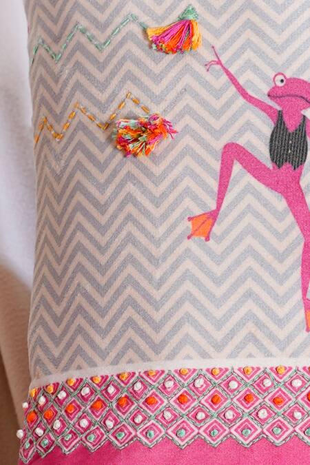 Buy Mid July Home Multi Color Premium Velvet Embroidery, Pure Joy Animal Cushion Cover 3 Pcs Set Buy_Mid July Home_Multi Color Premium Velvet Embroidery, Pure Joy Animal Cushion Cover 3 Pcs Set