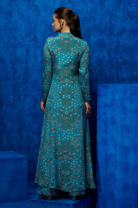 Nautanky Blossom Print Victorian Saree Gown 