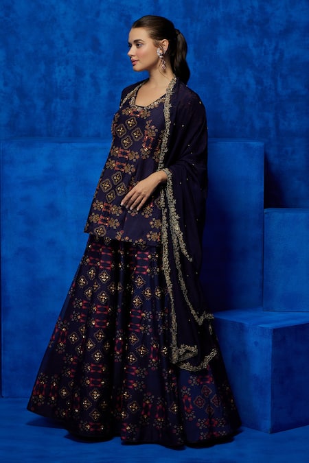 Nautanky Purple Silk, Crepe, Organza Enchantress Starry Night Kurta Lehenga Set at Aza Fashions Nautanky_Purple Silk, Crepe, Organza Enchantress Starry Night Kurta Lehenga Set _at_Aza_Fashions