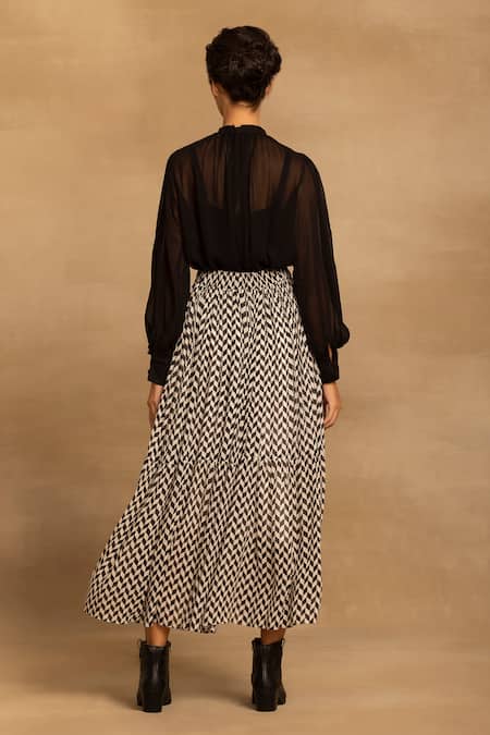 Reena Sharma Nikita Chevron Print Skirt 