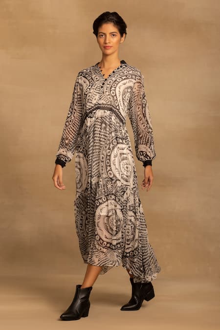 REENA SHARMA Abstract Print Long Dress 