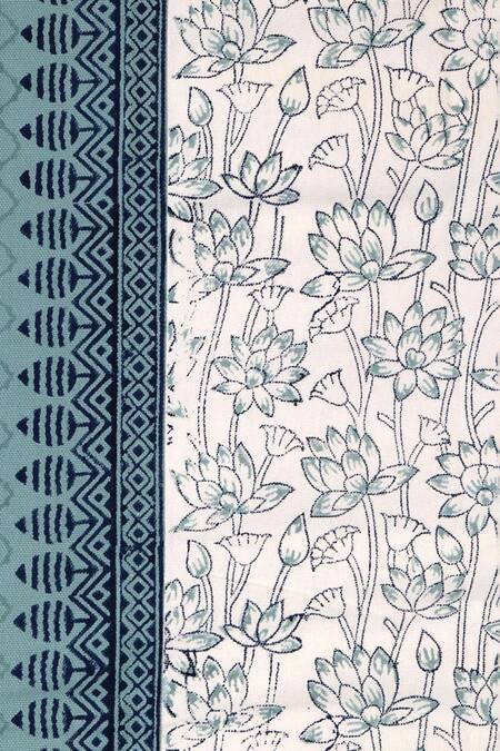 Shop_Design Gaatha_Off White 100% Cotton Duck Print Lotus Bed Cover Set _Online_at_Aza_Fashions