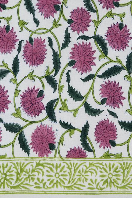 Buy Design Gaatha Multi Color 100% Cotton, 20s Sheeting Print Floral Hand Block Bed Cover Set Online at Aza Fashions Buy_Design Gaatha_Multi Color 100% Cotton, 20s Sheeting Print Floral Hand Block Bed Cover Set_Online_at_Aza_Fashions