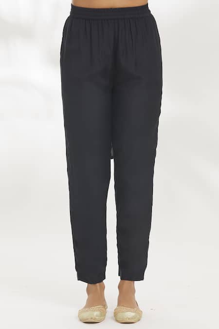 Samyukta Singhania_Black Silk, Chiffon, Cotton, Cutdana Embroidered Anarkali Set _at_Aza_Fashions