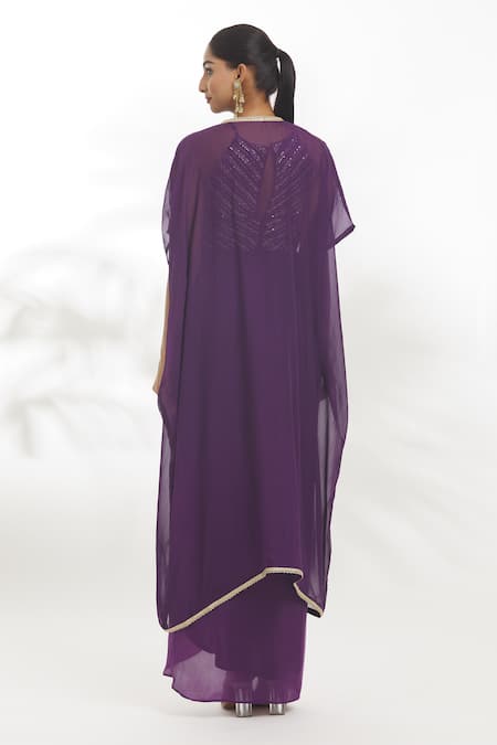 Samyukta Singhania Border Embroidered Jacket Draped Skirt Set 