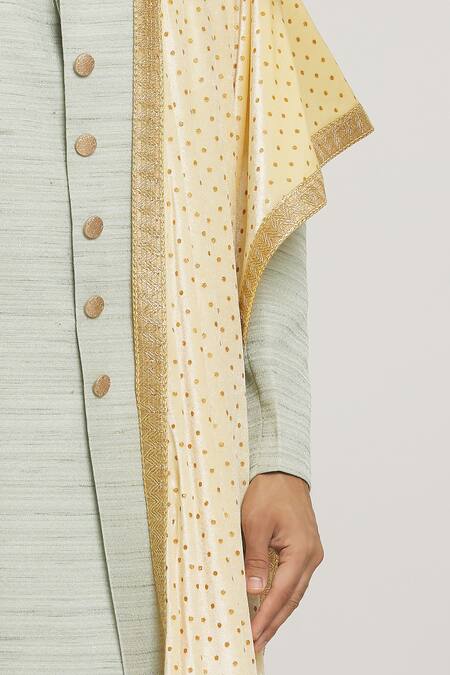 Arihant Rai Sinha_Cream Zari, Lace Embroidered Dupatta And Safa Set _at_Aza_Fashions