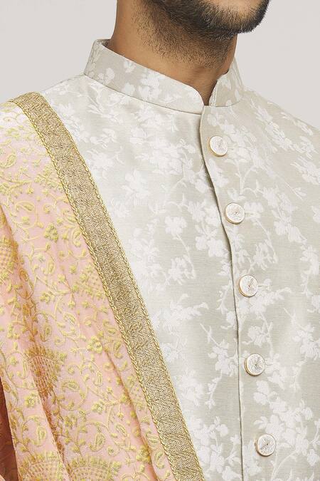 Shop_Arihant Rai Sinha_Pink Embroidery Velvet Thread Dupatta_Online_at_Aza_Fashions