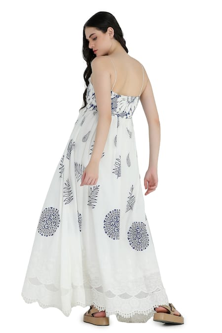 Shop Shruti Sancheti White Cotton Embroidery Sweetheart Neck Floral Print Schiffli Maxi Dress at Aza Fashions Shop_Shruti Sancheti_White Cotton Embroidery Sweetheart Neck Floral Print Schiffli Maxi Dress _at_Aza_Fashions