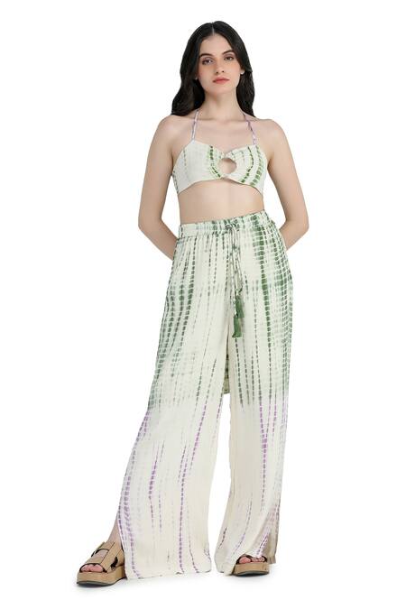 Buy Shruti Sancheti Multi Color Viscose, Crepe, Linen Sequins Open Tie-dye Pattern Kimono Pyjama Set Buy_Shruti Sancheti_Multi Color Viscose, Crepe, Linen Sequins Open Tie-dye Pattern Kimono Pyjama Set