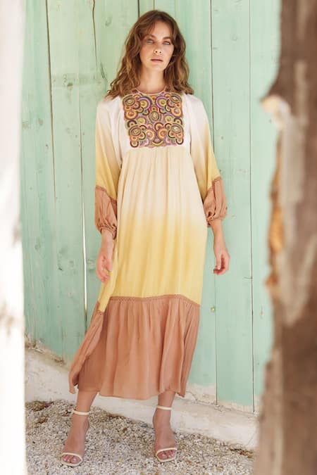 Shruti Sancheti Ombre Dyed Tiered Midi Dress 