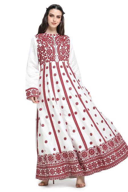 Shruti Sancheti White Linen, Satin Mirrors, Embroidery Mandarin Collar Mandala Fleur Anarkali Online at Aza Fashions Shruti Sancheti_White Linen, Satin Mirrors, Embroidery Mandarin Collar Mandala Fleur Anarkali _Online_at_Aza_Fashions