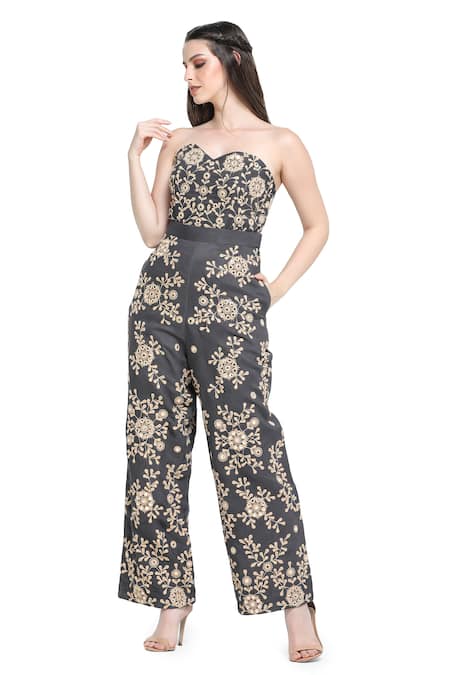 Shruti Sancheti Plumeria Mirror Embroidered Corset Top With Pant 