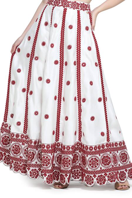 Shop Shruti Sancheti White Linen, Satin Mirrors, Embroidery Collared Mandala Bloom Jacket Lehenga Set Online at Aza Fashions Shop_Shruti Sancheti_White Linen, Satin Mirrors, Embroidery Collared Mandala Bloom Jacket Lehenga Set _Online_at_Aza_Fashions