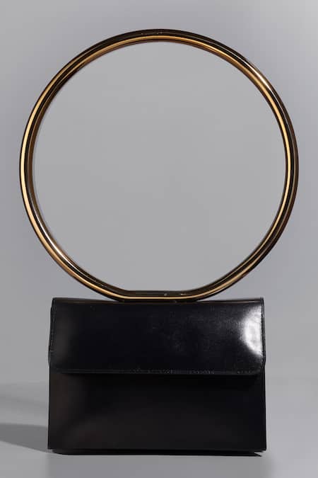 Tann-ED Black Matte Joe Halo Round Handle Bag Online at Aza Fashions Tann-ED_Black Matte Joe Halo Round Handle Bag _Online_at_Aza_Fashions