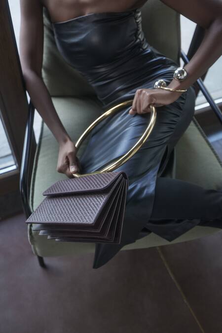 Tann-ED_Red Textured Joe Halo Bag _at_Aza_Fashions