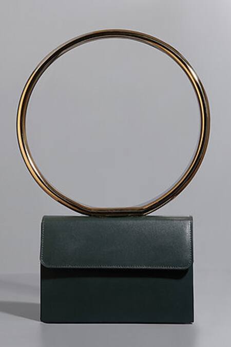 Buy_Tann-ed_Green Matte Joe Halo Bag _Online_at_Aza_Fashions