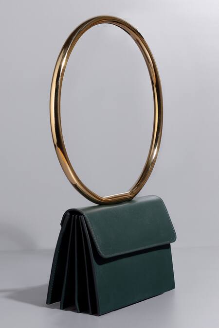Shop_Tann-ed_Green Matte Joe Halo Bag _Online_at_Aza_Fashions
