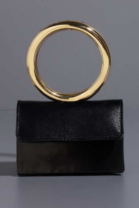 Buy_Tann-ED_Black Chains Joe Halo Leather Mini Bag _Online_at_Aza_Fashions