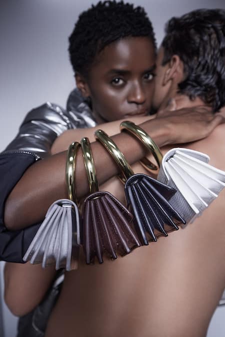 Tann-ED_Black Chains Joe Halo Leather Mini Bag _at_Aza_Fashions