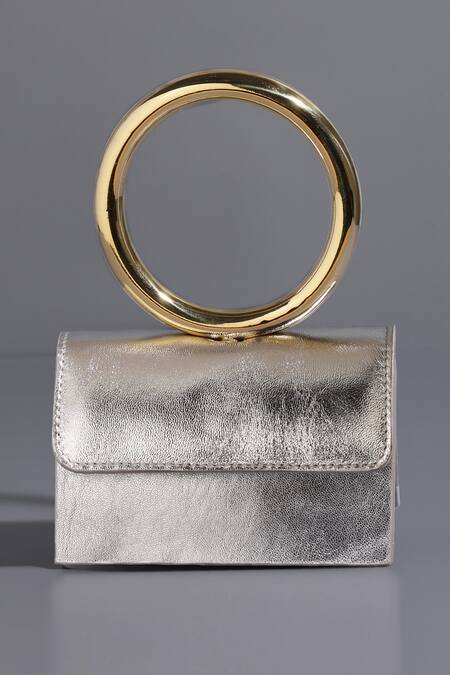 Tann-ED_Silver Textured Joe Halo Mini Bag _Online_at_Aza_Fashions