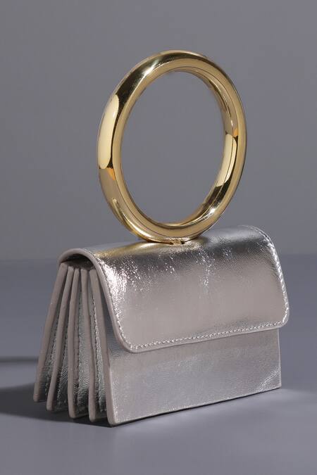 Buy_Tann-ED_Silver Textured Joe Halo Mini Bag _Online_at_Aza_Fashions