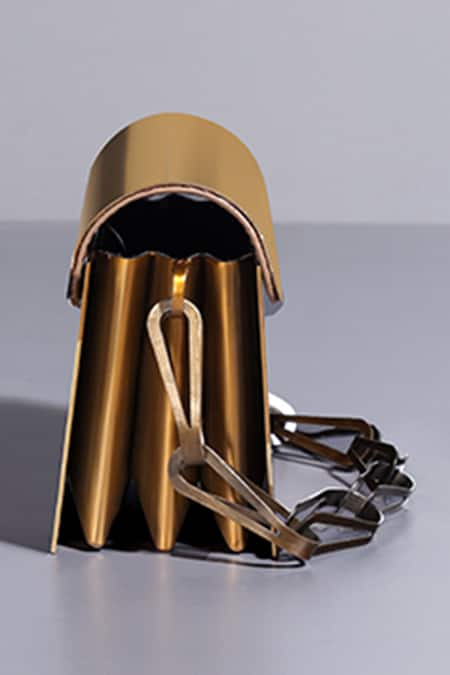 Tann-ED_Gold Joe Plain Metallic Clutch _Online_at_Aza_Fashions