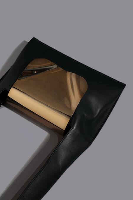 Shop_Tann-ED_Black Metallic Flap Bag _Online_at_Aza_Fashions