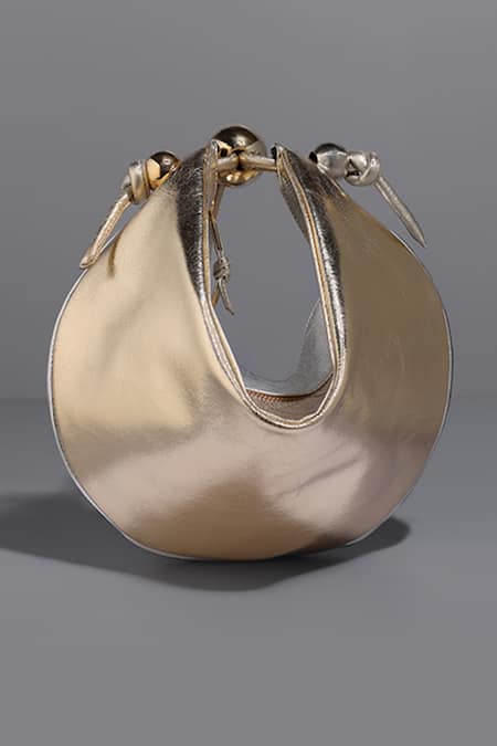 Tann-ed Gold Textured Pouch Bag 