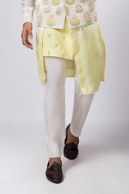 Shop Smriti By Anju Agarwal Multi Color Silk, Cotton, Linen, Satin Ahren Nehru Jacket And Icarus Kurta Set Online at Aza Fashions Shop_Smriti By Anju Agarwal_Multi Color Silk, Cotton, Linen, Satin Ahren Nehru Jacket And Icarus Kurta Set _Online_at_Aza_Fashions