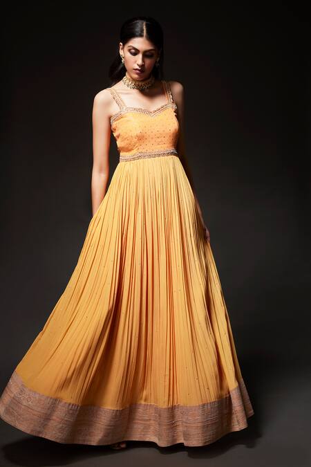 Kavitha Gutta Peach Pure Raw Silk Embroidered Sequin Sweetheart Zari Anarkali With Pant Online at Aza Fashions Kavitha Gutta_Peach Pure Raw Silk Embroidered Sequin Sweetheart Zari Anarkali With Pant _Online_at_Aza_Fashions