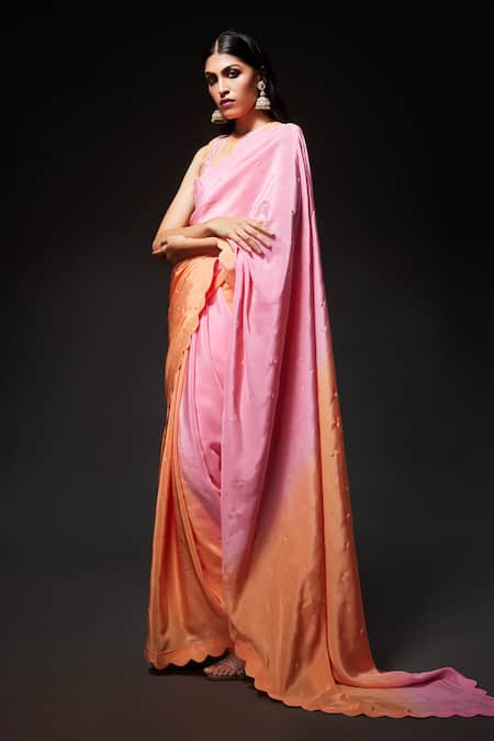 Kavitha Gutta Sequin Butti Embroidered Saree With Blouse 