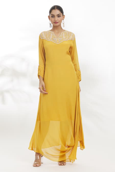 Buy Black Silk Gown With Zardosi Work Online - LKV0089 | Andaaz Fashion