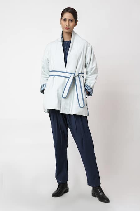 JAYATI GOENKA Sky Quilted Jacket With Belt 