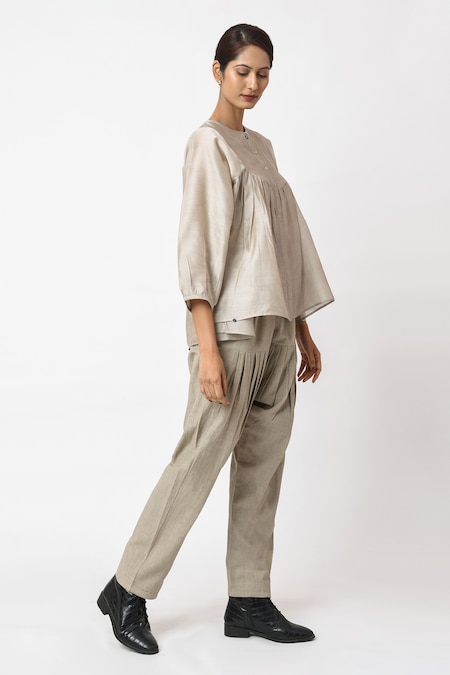 FOLDED CUFF LINEN TROUSERS – Oxford Shop