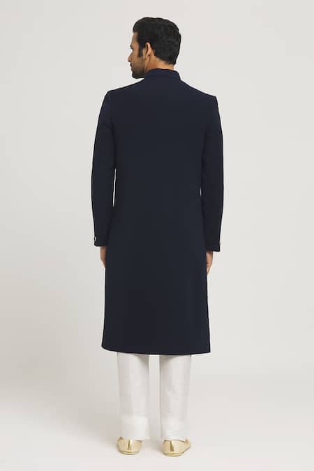 Arihant Rai Sinha Blue Silk Nawabi Sherwani And Pant Set Online at Aza Fashions Arihant Rai Sinha_Blue Silk Nawabi Sherwani And Pant Set _Online_at_Aza_Fashions