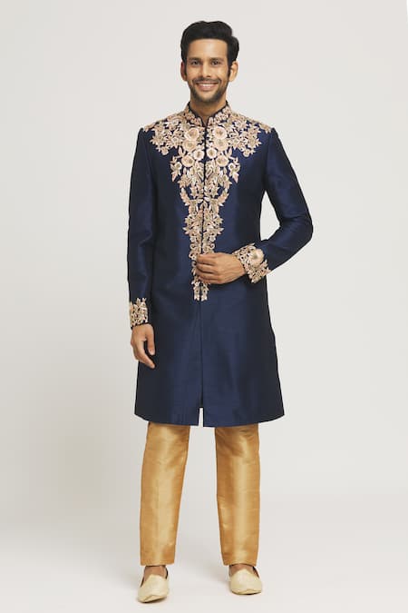 Aryavir Malhotra Floral Hand Embroidered Sherwani Set 