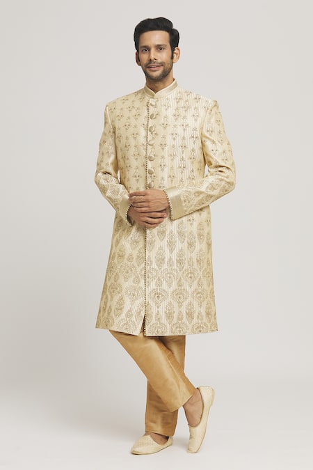 Aryavir Malhotra Embroidered Sherwani & Pant Set 