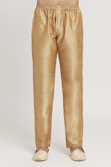 Arihant Rai Sinha_Gold Silk Beads Embroidered Sherwani And Pant Set_at_Aza_Fashions