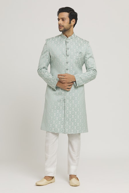 Aryavir Malhotra Floral Woven Sherwani Pant Set 