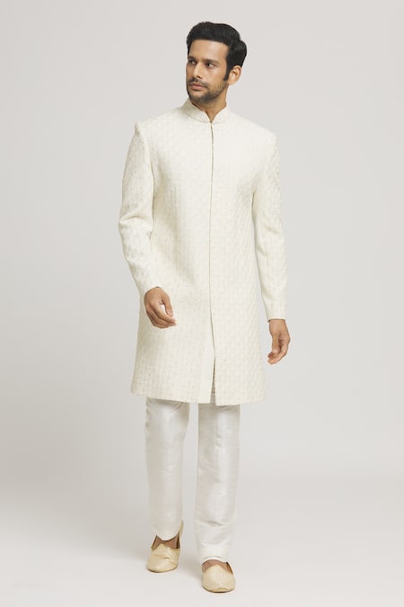 Aryavir Malhotra Geometric Embroidered Sherwani Set 