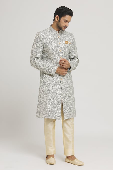 Aryavir Malhotra Geometric Embroidered Sherwani Set 