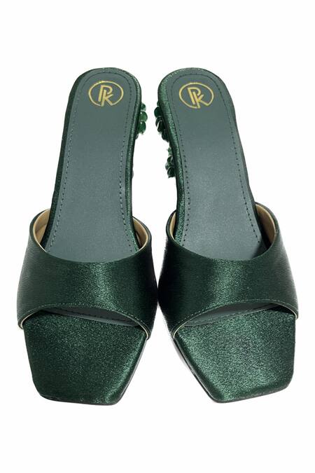 Buy_Preet Kaur_Green Beads Emma Embellished Block Heels _Online_at_Aza_Fashions