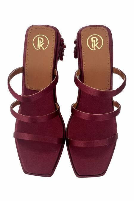 Preet Kaur Red Beads Ruby Embellished Block Heels Online at Aza Fashions Preet Kaur_Red Beads Ruby Embellished Block Heels _Online_at_Aza_Fashions