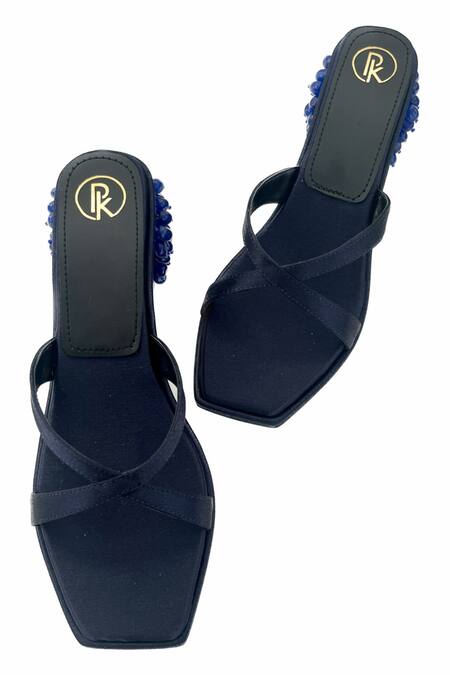 Buy Preet Kaur Blue Beads Azure Embellished Block Heels Online at Aza Fashions Buy_Preet Kaur_Blue Beads Azure Embellished Block Heels _Online_at_Aza_Fashions