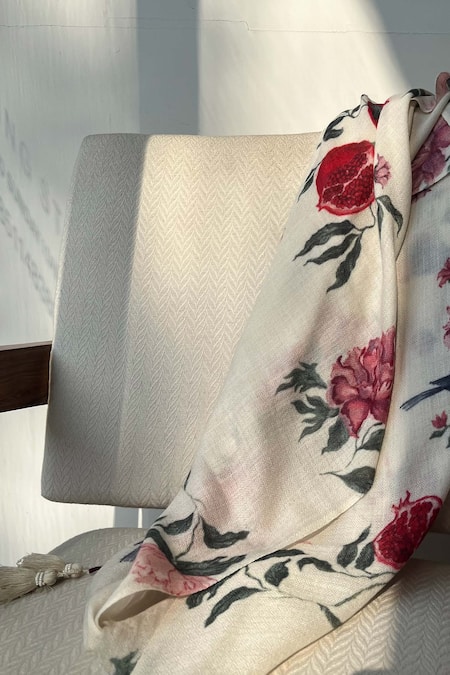 Dot_Ivory Bloome Print Cashmere Shawl _Online_at_Aza_Fashions